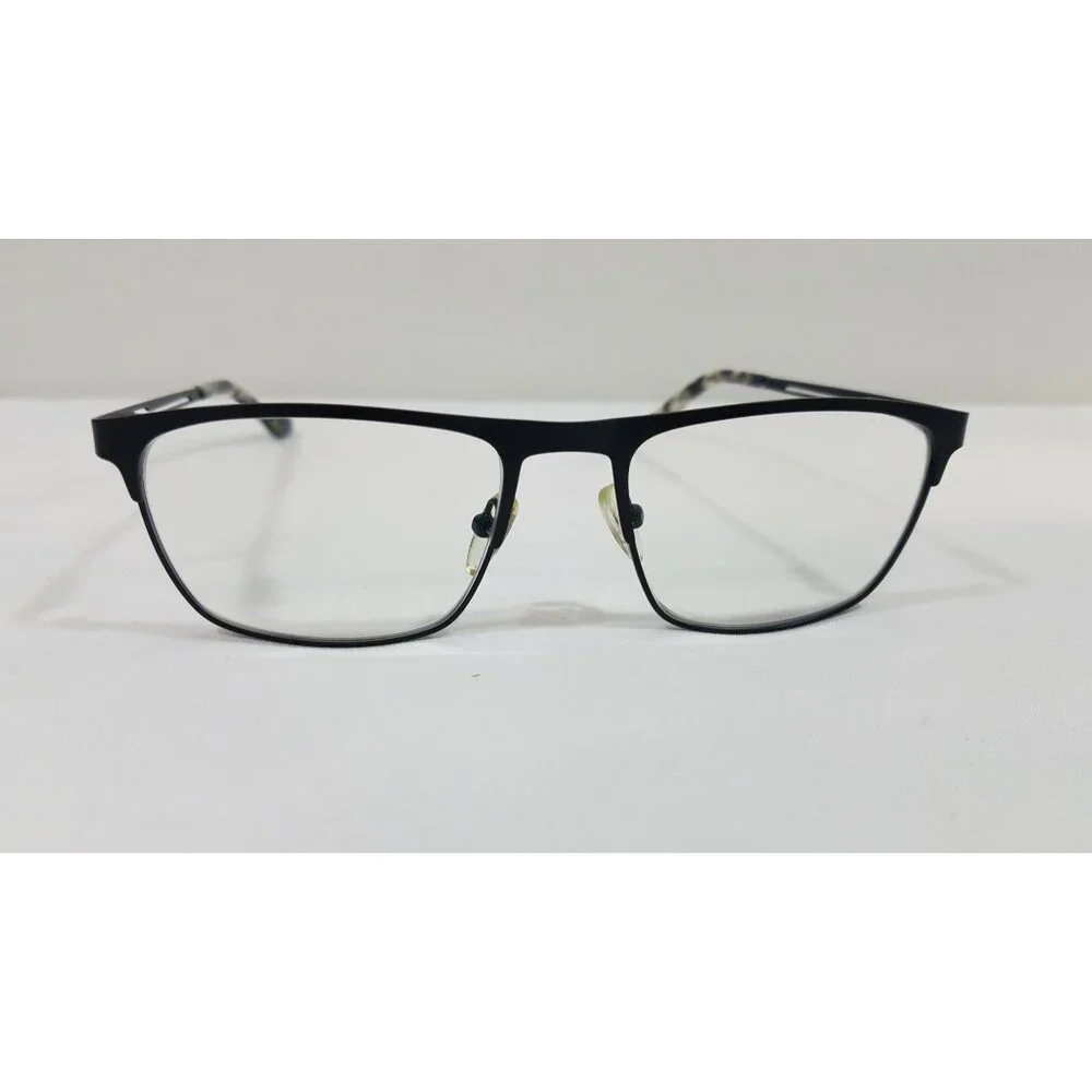 Black Metal Eyeglass Frames With Tortoise Temple Tips 51/17-141 C1